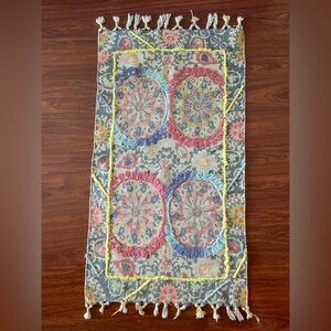 Magaschoni Home Artisan Crafted Scatter Rug Floral & Tassels Boho Colorful